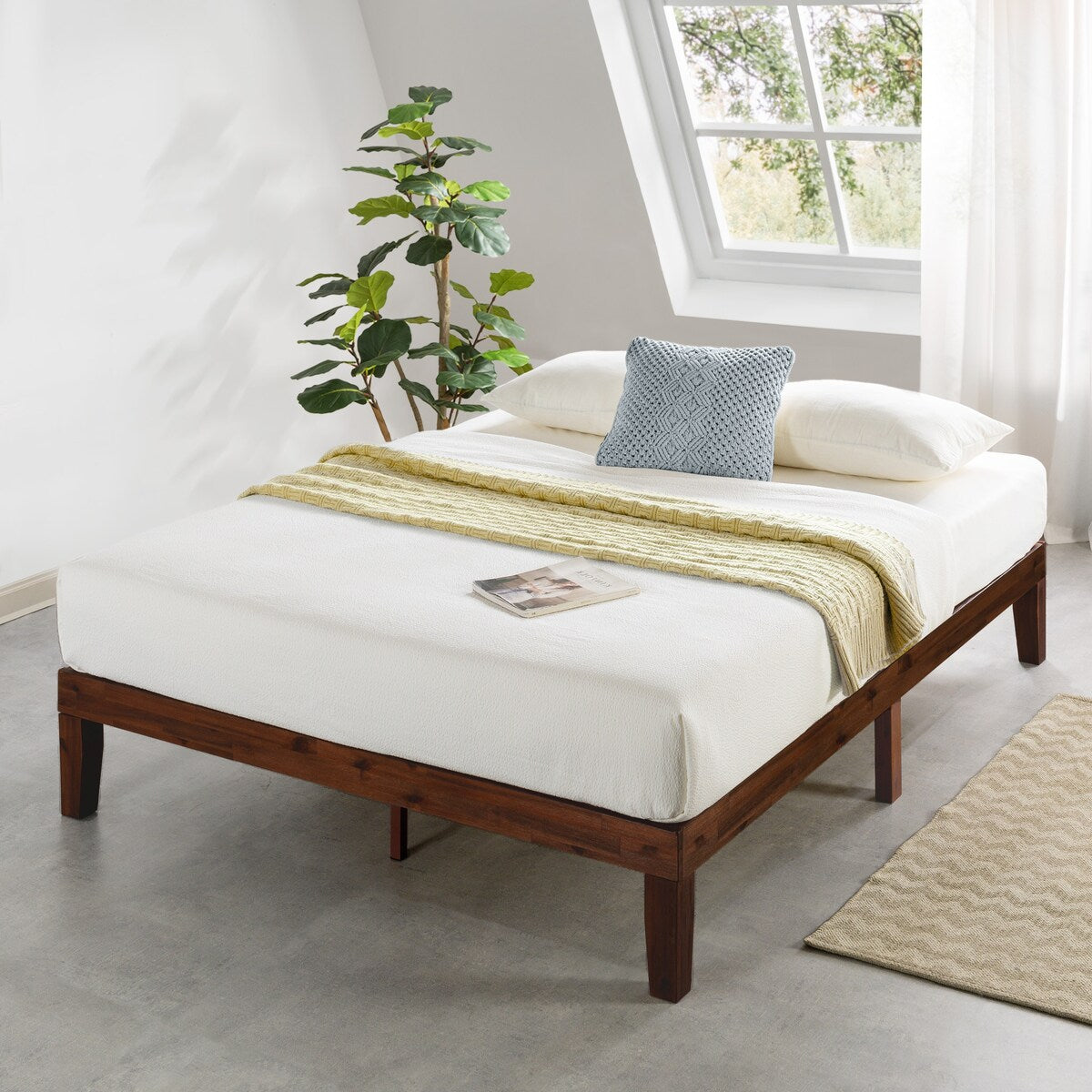12" Classic Solid Wood Platform Bed Frame