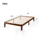 12" Classic Solid Wood Platform Bed Frame