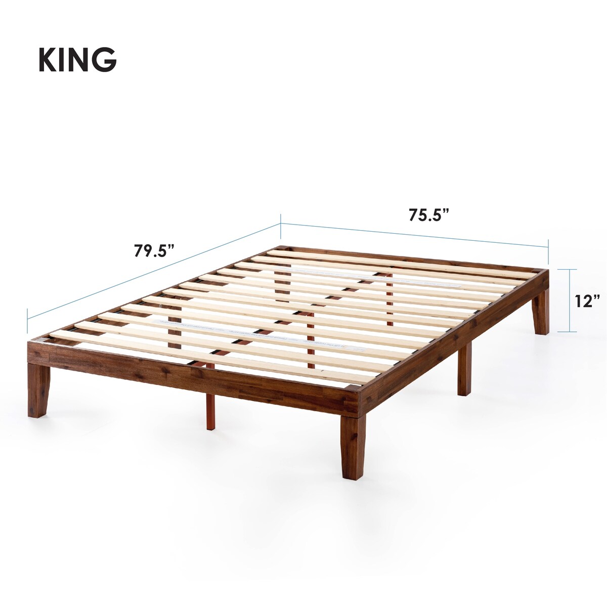 12" Classic Solid Wood Platform Bed Frame
