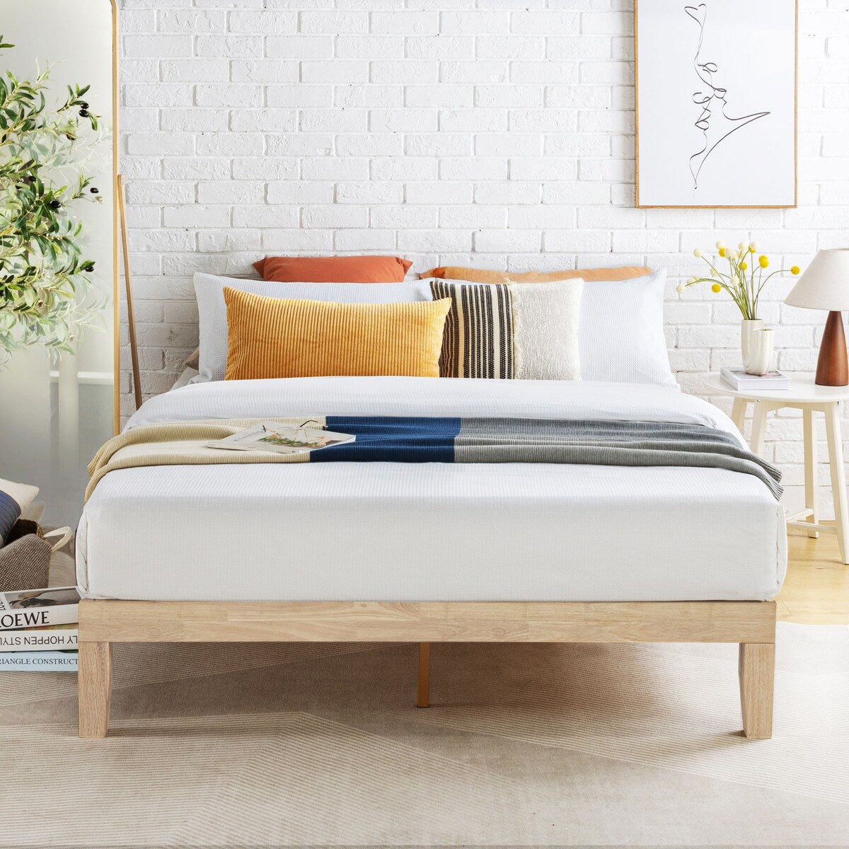 12" Classic Solid Wood Platform Bed Frame