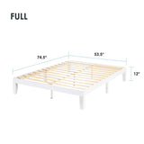 12" Classic Solid Wood Platform Bed Frame