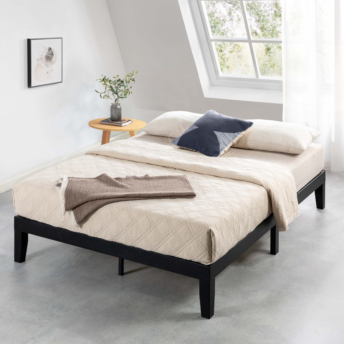 12" Classic Solid Wood Platform Bed Frame