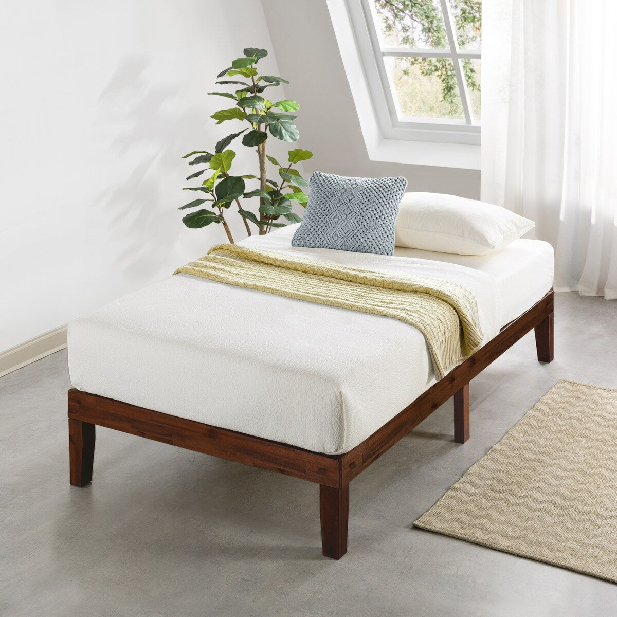 12" Classic Solid Wood Platform Bed Frame