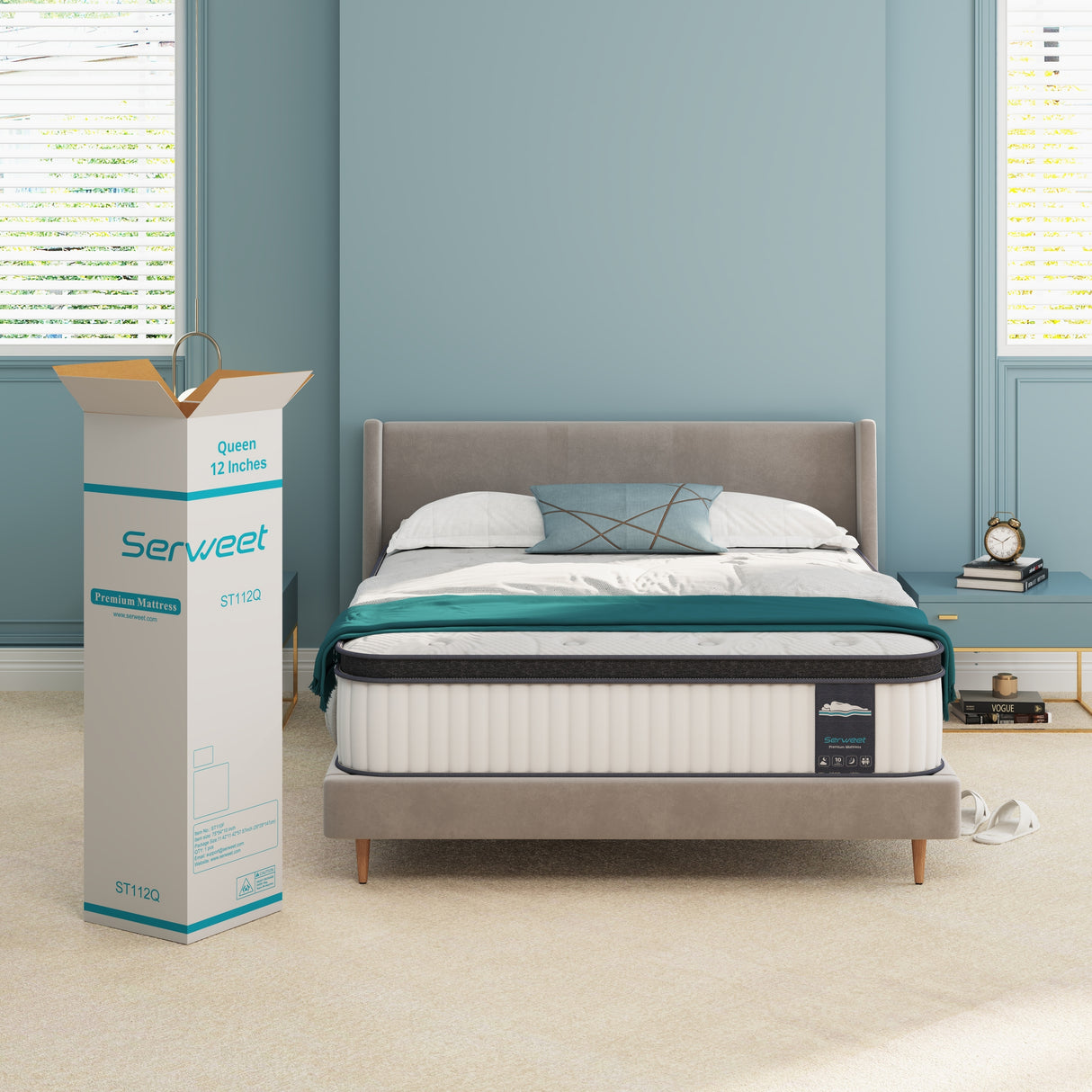 12" Hybrid Memory Foam and Pocket Spring Mattress, Mattress in a Box
