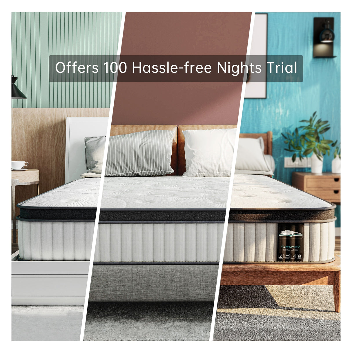 12" Hybrid Memory Foam and Pocket Spring Mattress, Mattress in a Box