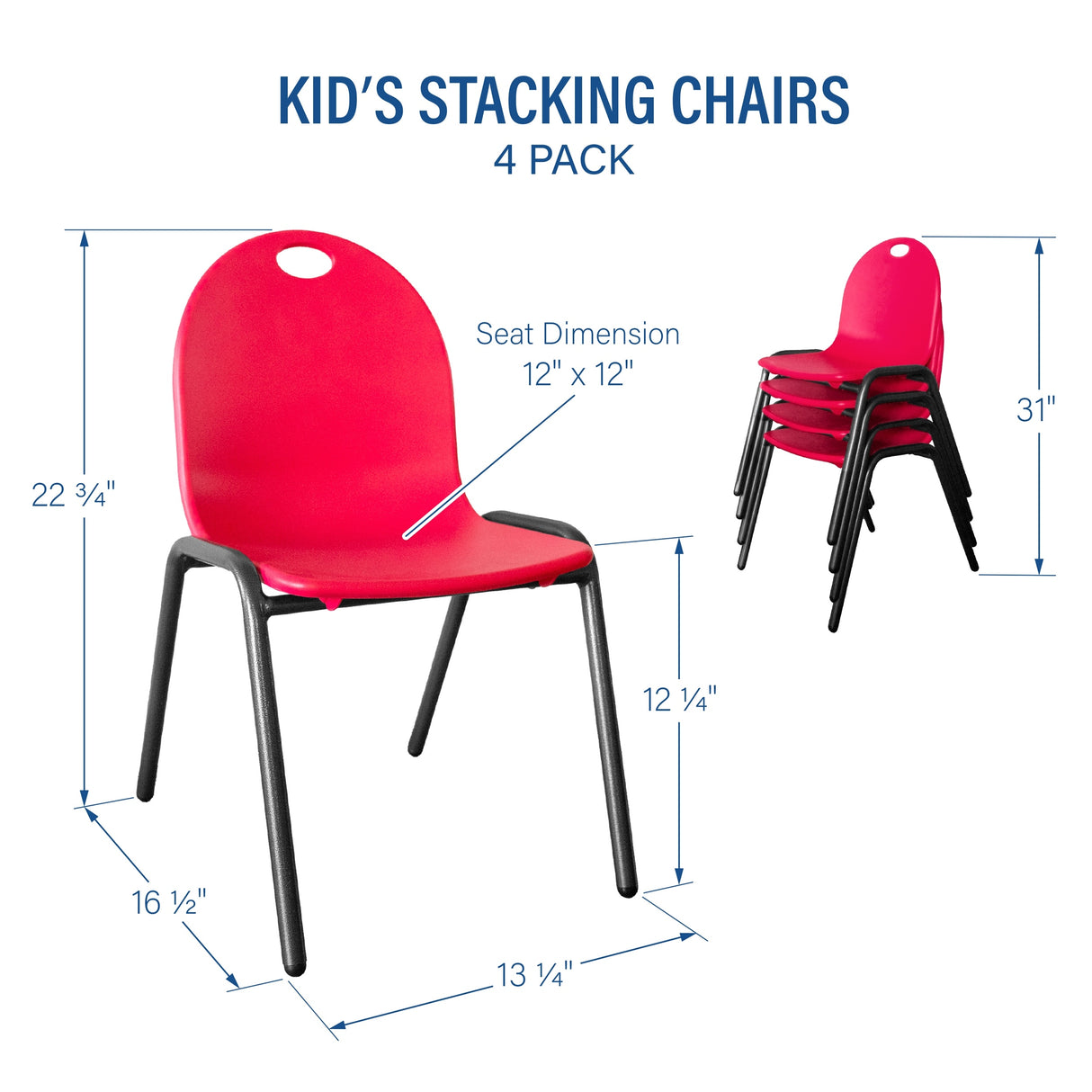 12" Kid's Stacking Chairs-4 Pack