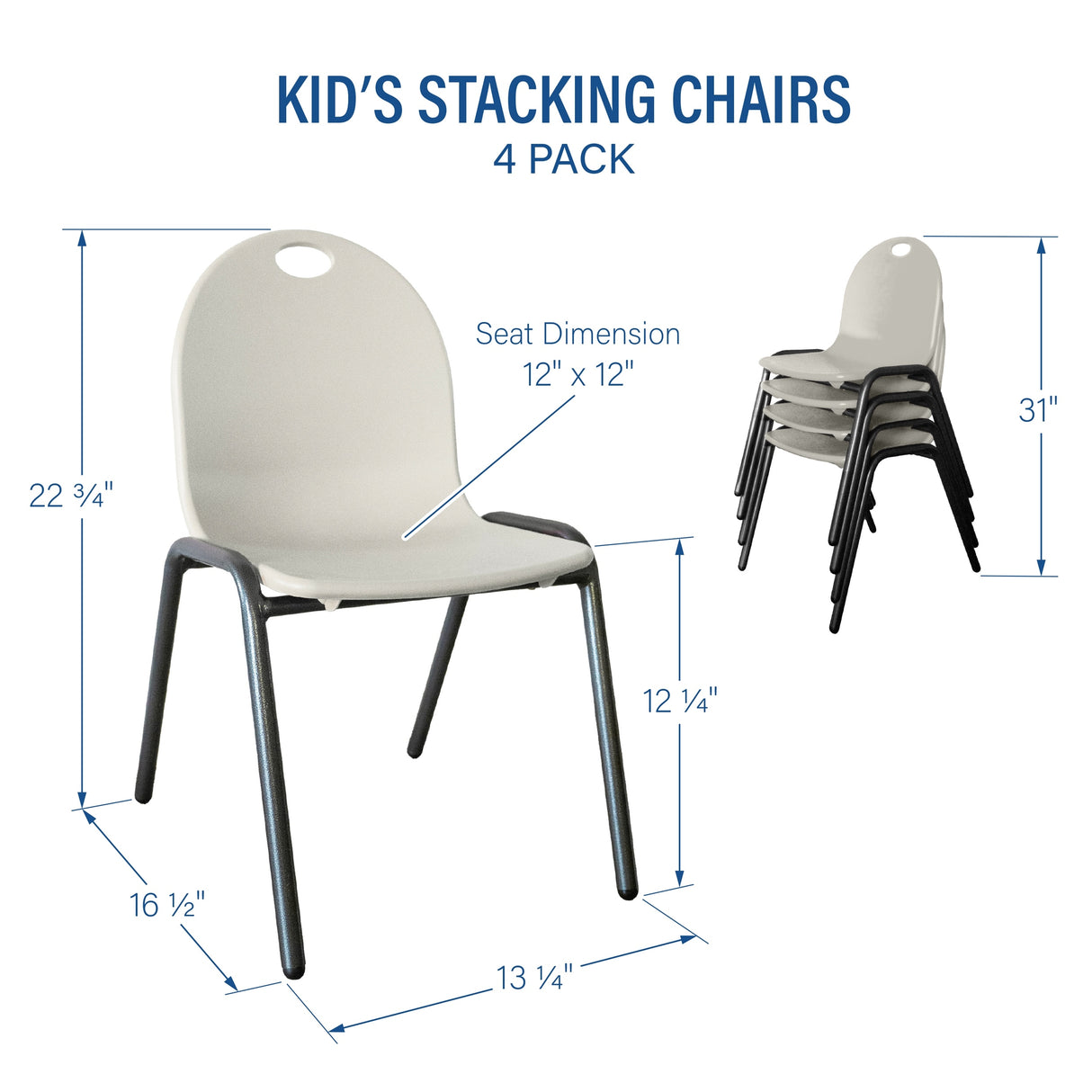 12" Kid's Stacking Chairs-4 Pack