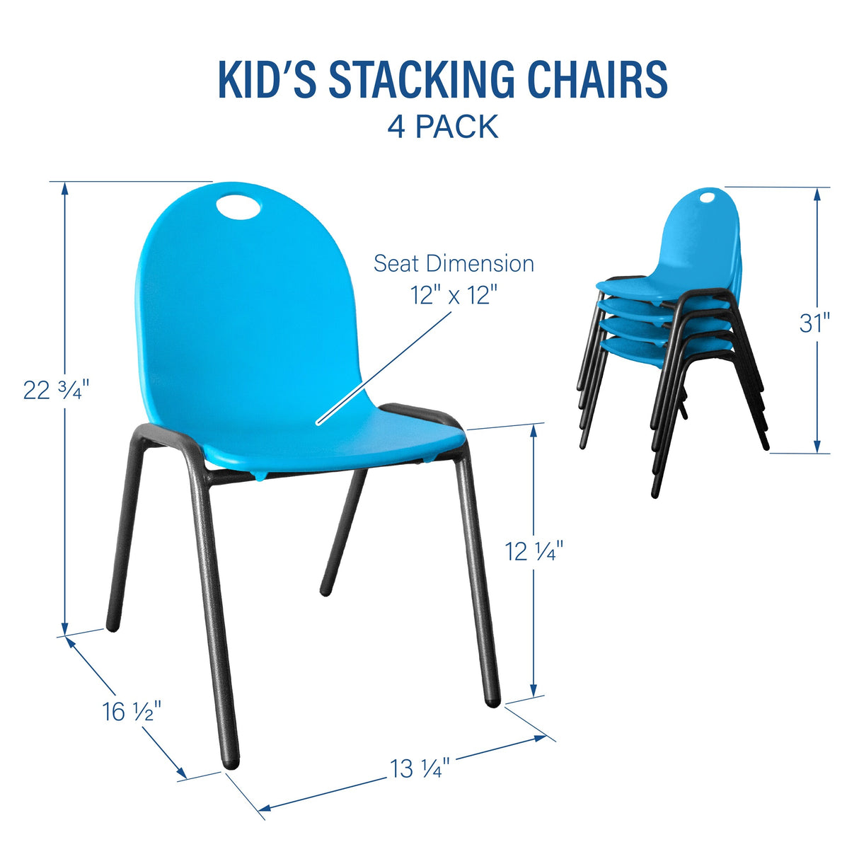 12" Kid's Stacking Chairs-4 Pack