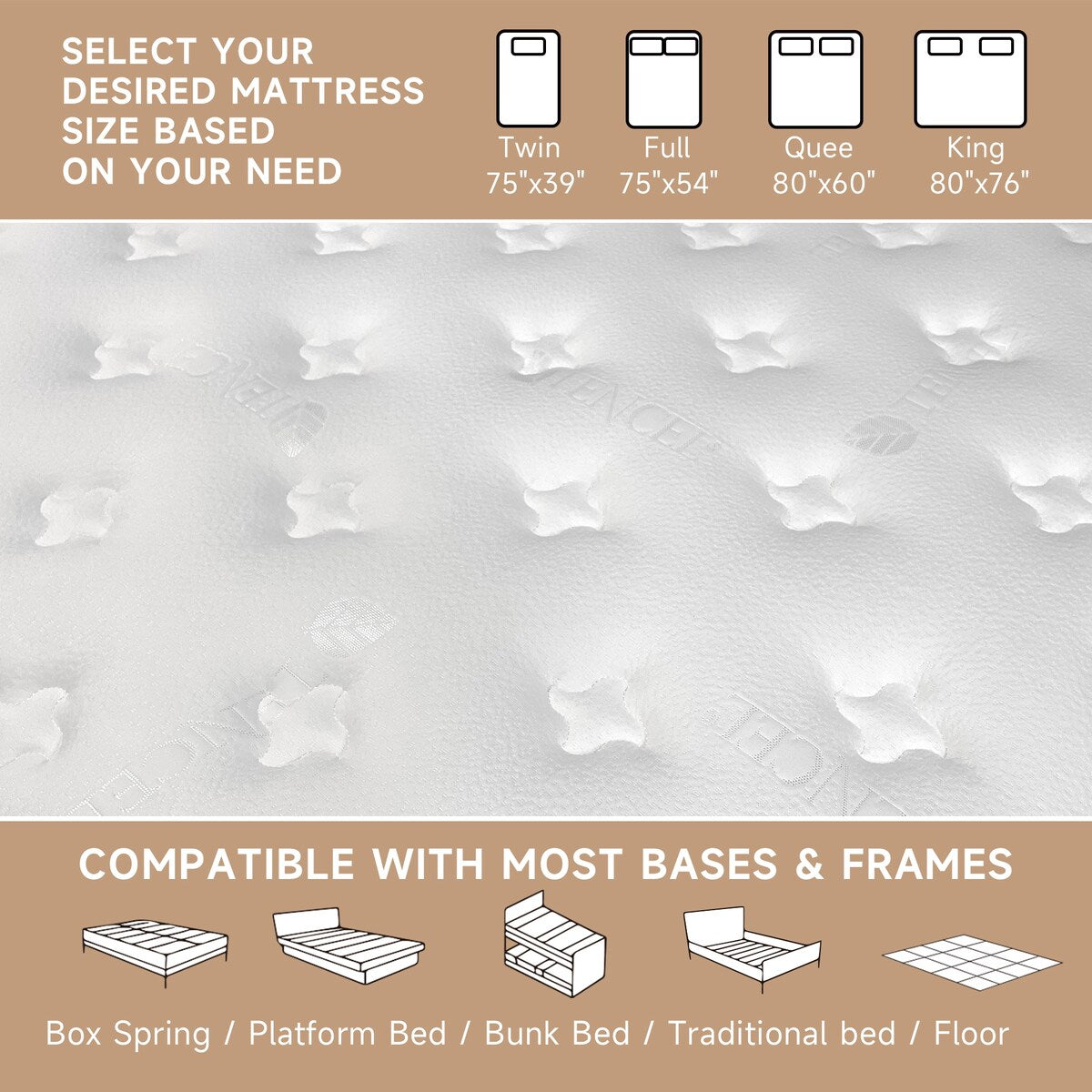 12 Inch Hybrid Queen Mattress in a Box with Pocket Springs