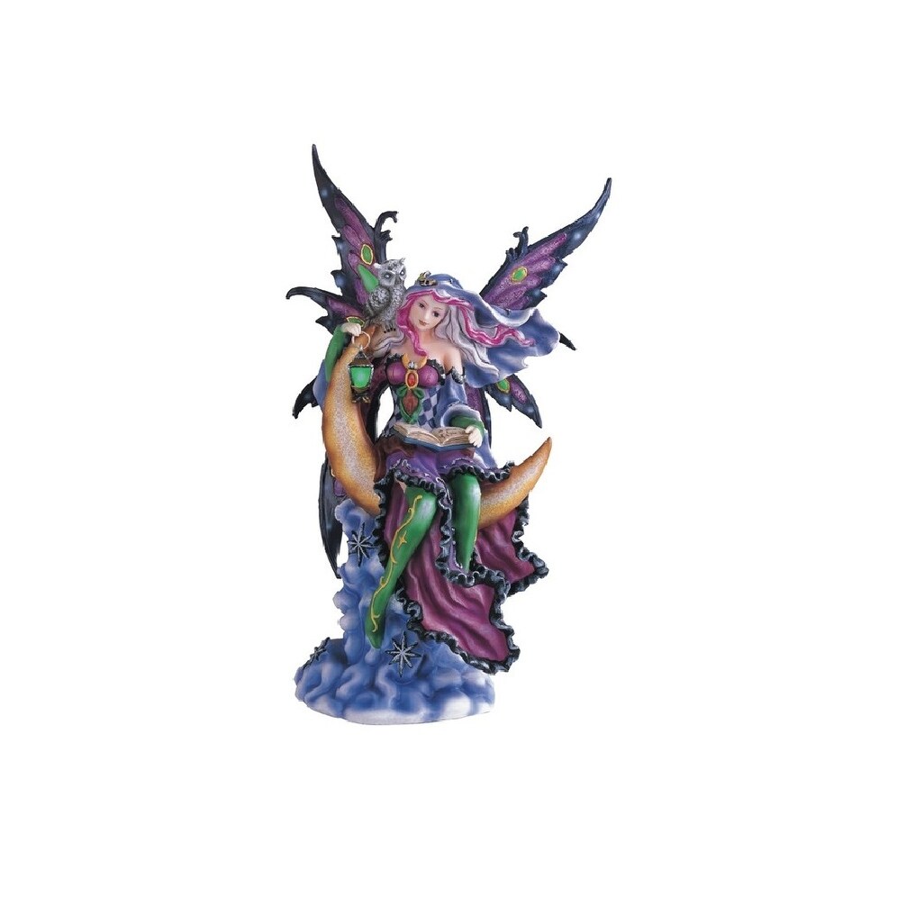 Q-Max 12"H Purple Fairy on the Moon Statue Fantasy Decoration Figurine