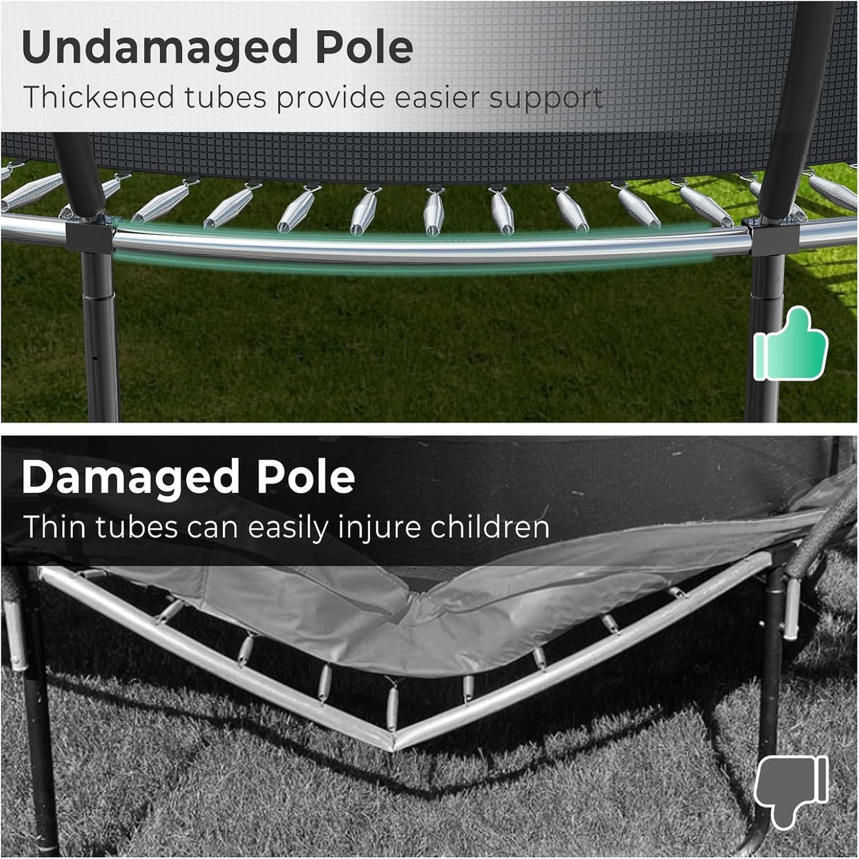 12ft/14ft/15ft/16ft Trampoline for Kids and Adults, Outdoor Trampolines with Curved Poles, Pumpkin Shaped