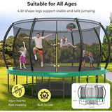 12ft/14ft/15ft/16ft Trampoline for Kids and Adults, Outdoor Trampolines with Curved Poles, Pumpkin Shaped