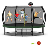 12ft/14ft/15ft/16ft Trampoline for Kids and Adults, Outdoor Trampolines with Curved Poles, Pumpkin Shaped