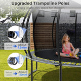 12ft/14ft/15ft/16ft Trampoline for Kids and Adults, Outdoor Trampolines with Curved Poles, Pumpkin Shaped