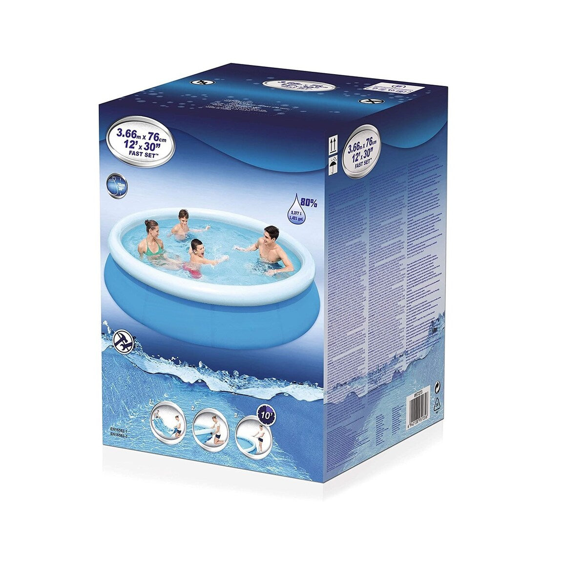 12ft Round Inflatable Easy Set Kids Swimming Pool with Filter Pump - 12'