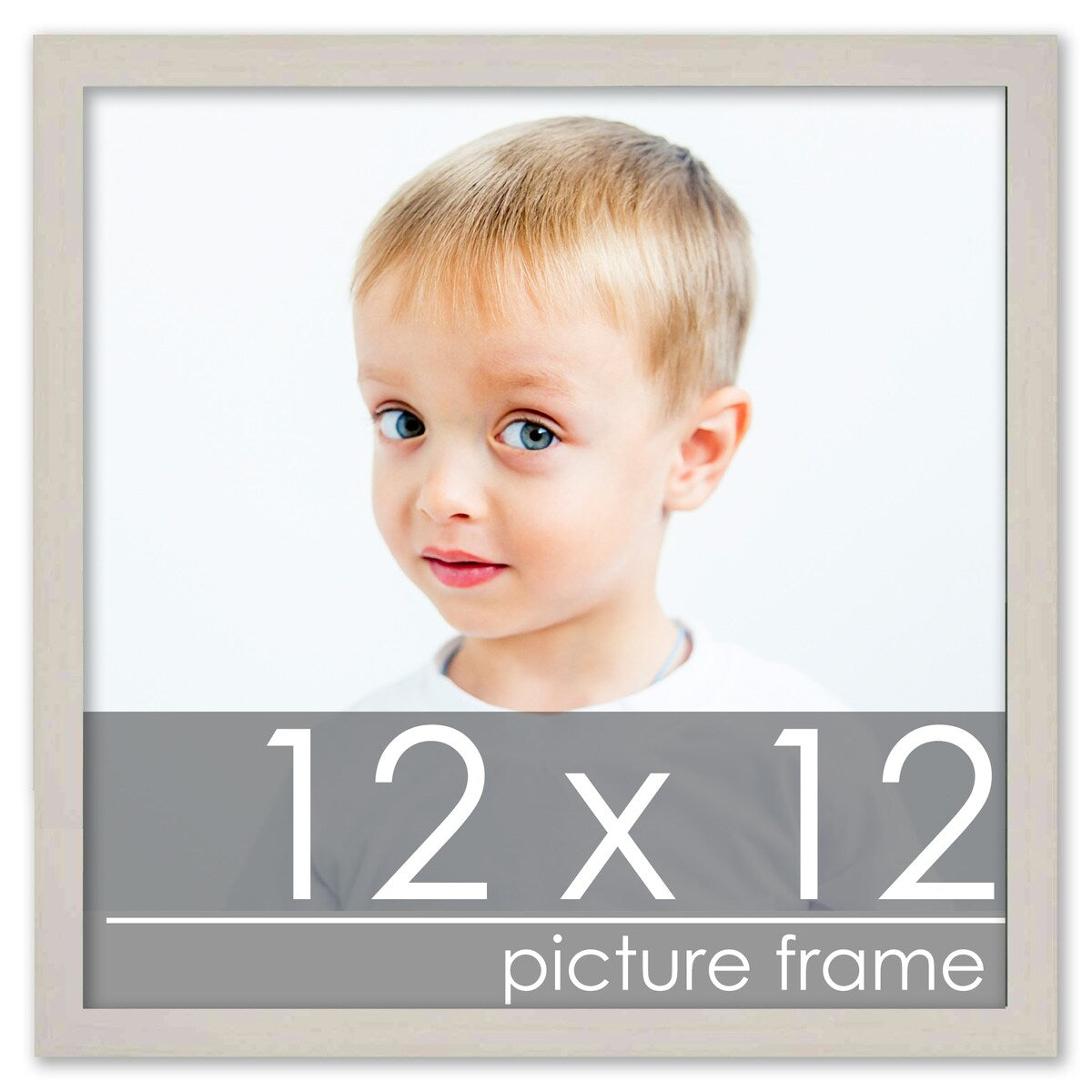 12x12 Traditional White Washed Wood Picture Square Frame
