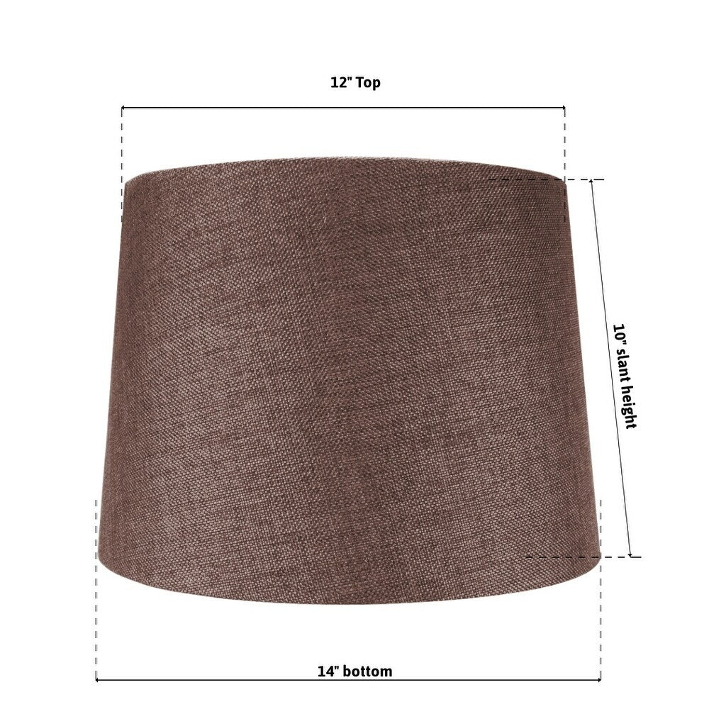 12x14x10" SLIP UNO FITTER Hardback Drum Lamp Shade Chocolate Burlap