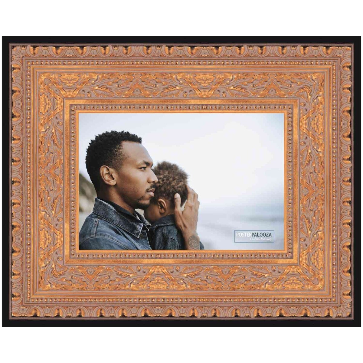 12x16 Ornate Antique Gold Complete Wood Picture Frame with UV Acrylic, Foam Board Backing, & Hardware