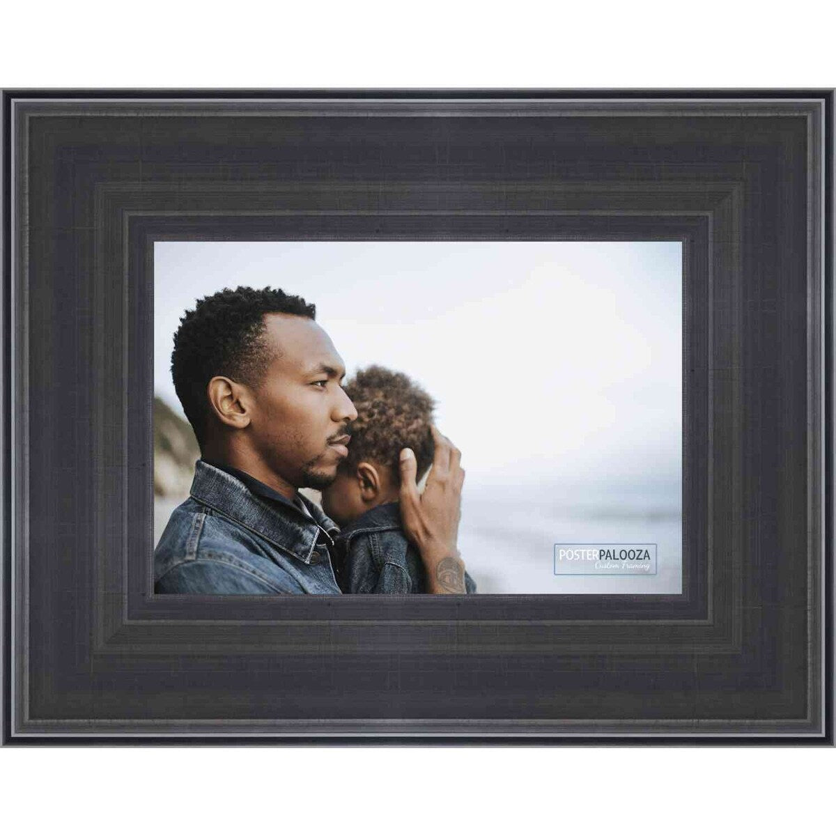 12x17 Contemporary Pewter Complete Wood Picture Frame with UV Acrylic, Foam Board Backing, & Hardware