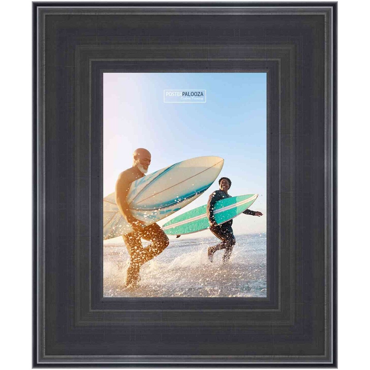 12x17 Contemporary Pewter Complete Wood Picture Frame with UV Acrylic, Foam Board Backing, & Hardware