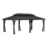 12x20 Ft Aluminum Hardtop Double Roof Gazebo with Nettings