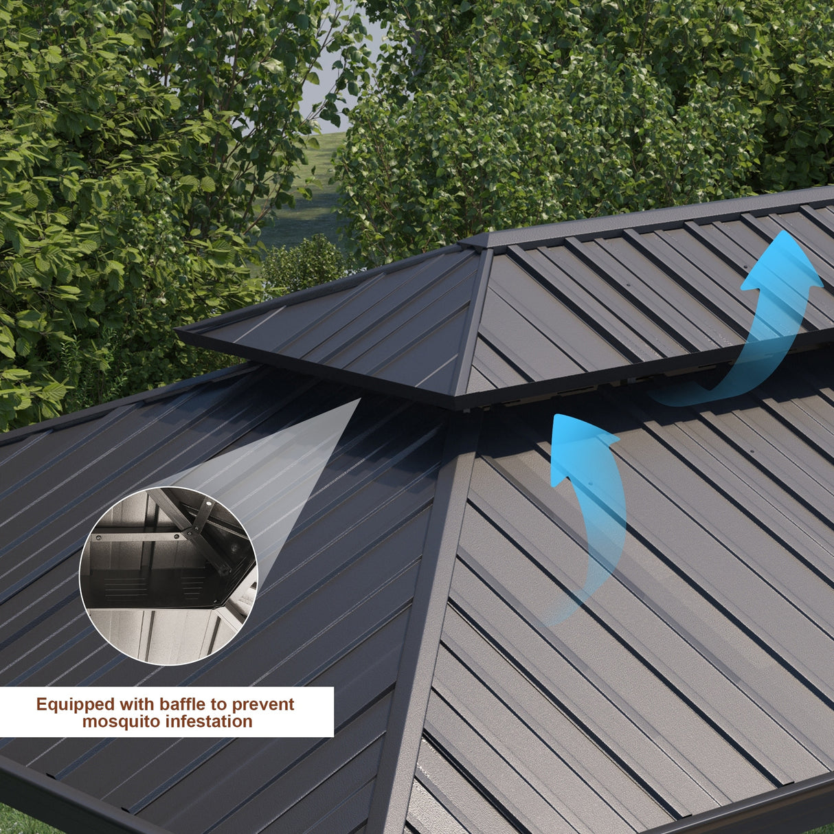 12x20 Ft Aluminum Hardtop Double Roof Gazebo with Nettings