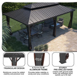12x20 Ft Aluminum Hardtop Double Roof Gazebo with Nettings