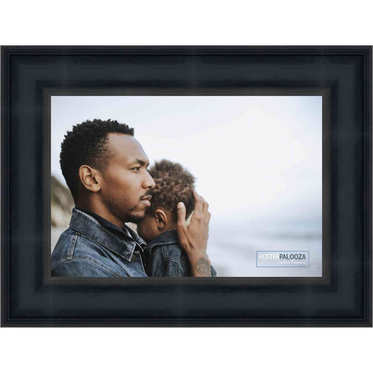 12x22 Traditional Black Complete Wood Picture Frame with UV Acrylic, Foam Board Backing, & Hardware