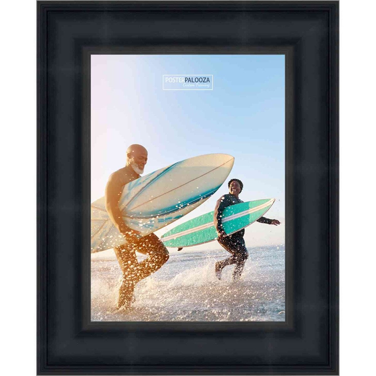 12x22 Traditional Black Complete Wood Picture Frame with UV Acrylic, Foam Board Backing, & Hardware