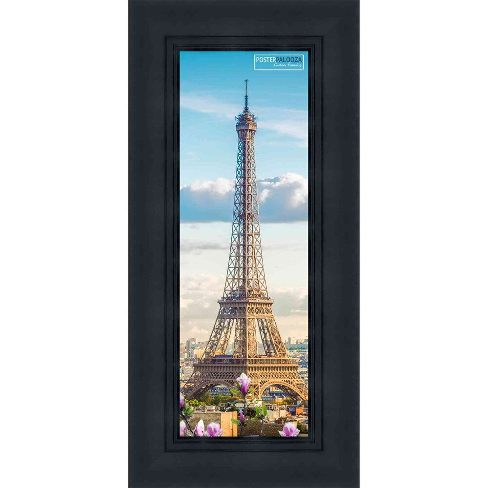 12x36 Contemporary Black Complete Wood Panoramic Frame with UV Acrylic, Foam Board Backing, & Hardware