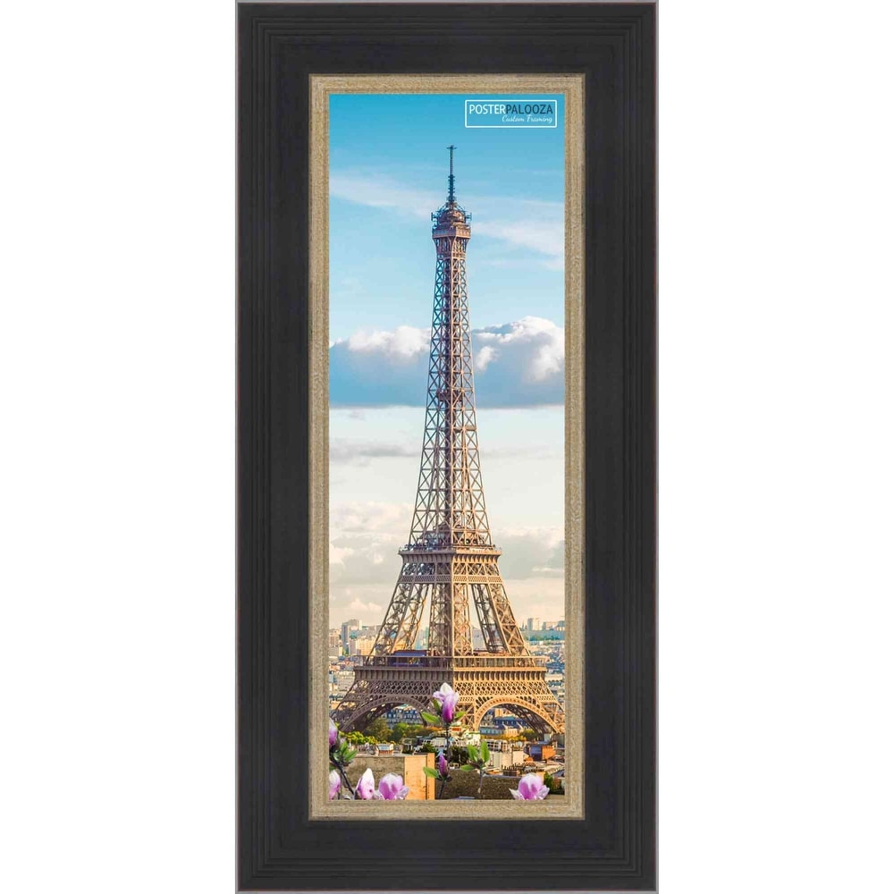 12x36 Contemporary Black Complete Wood Panoramic Frame with UV Acrylic, Foam Board Backing, & Hardware