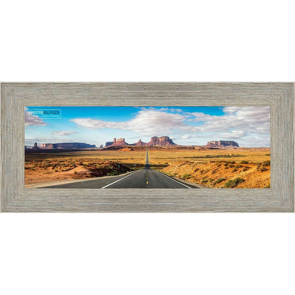 12x36 Distressed/Aged Contrast Grey Wood Picture Panoramic Frame - Panoramic Poster Frame
