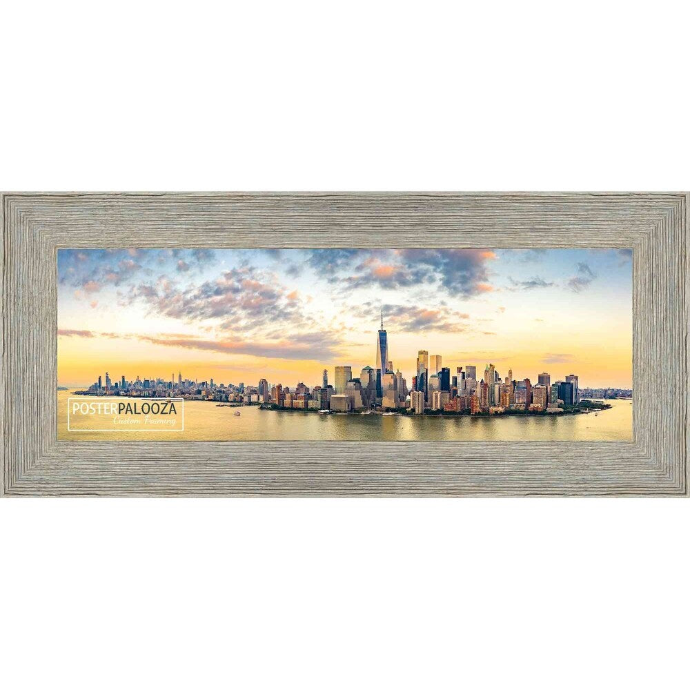 12x36 Distressed/Aged Contrast Grey Wood Picture Panoramic Frame - Panoramic Poster Frame