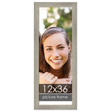 12x36 Distressed/Aged Contrast Grey Wood Picture Panoramic Frame - Panoramic Poster Frame