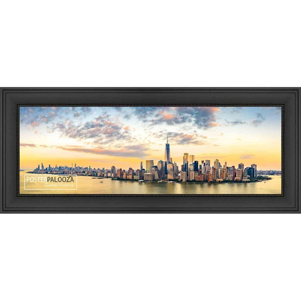 12x36 Traditional Black Complete Wood Panoramic Frame with UV Acrylic, Foam Board Backing, & Hardware