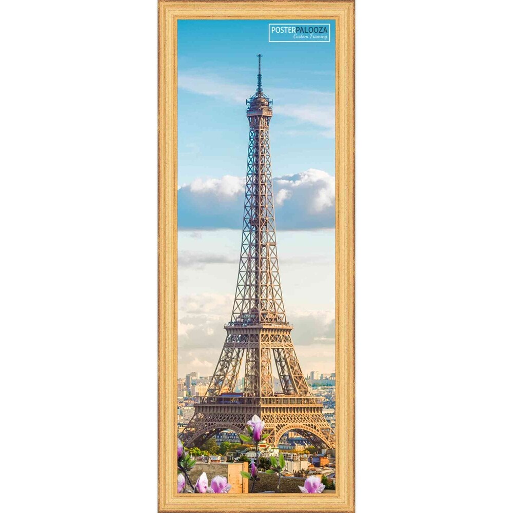 12x36 Traditional Gold Complete Wood Panoramic Frame with UV Acrylic, Foam Board Backing, & Hardware