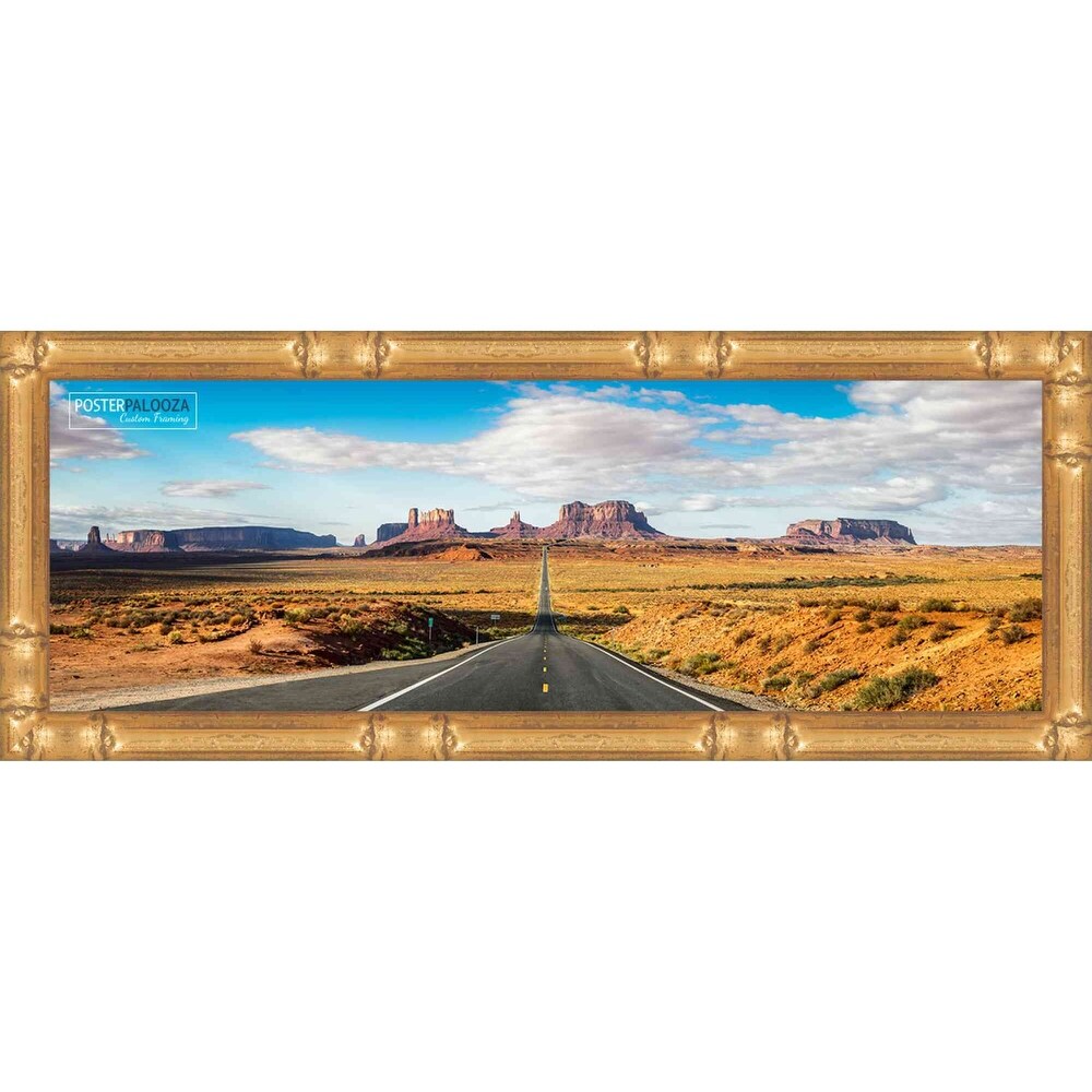 12x4 Frame Gold Bamboo Solid Wood Picture Frame with UV Acrylic, Foam Board Backing & Hanging Hardware Included