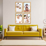 12x4 Frame Gold Bamboo Solid Wood Picture Frame with UV Acrylic, Foam Board Backing & Hanging Hardware Included