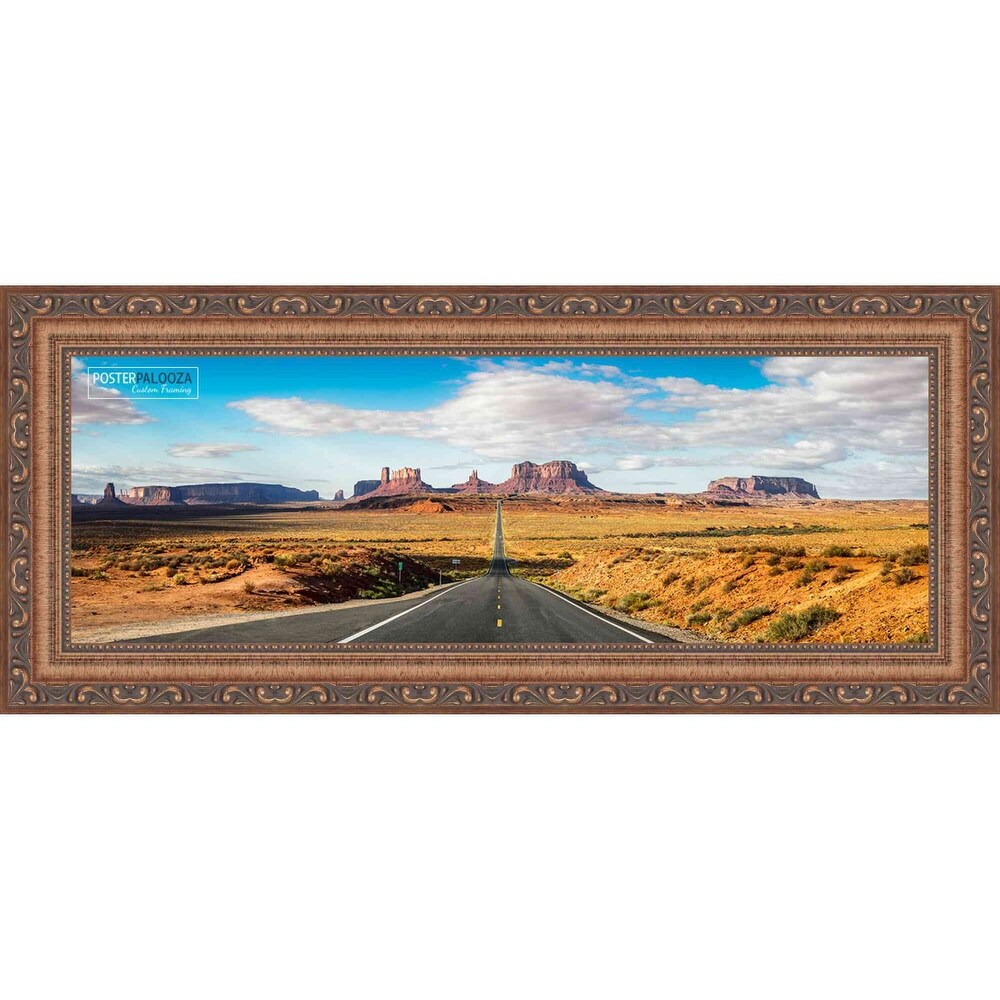 12x4 Traditional Antique Gold Complete Wood Picture Frame with UV Acrylic, Foam Board Backing, & Hardware