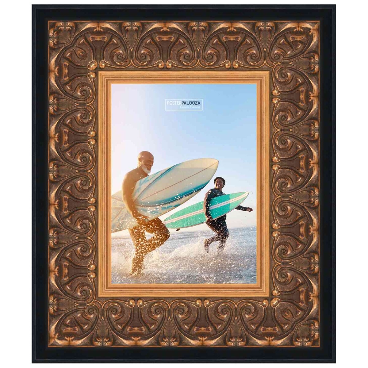 12x6 Ornate Gold Complete Wood Picture Frame with UV Acrylic, Foam Board Backing, & Hardware