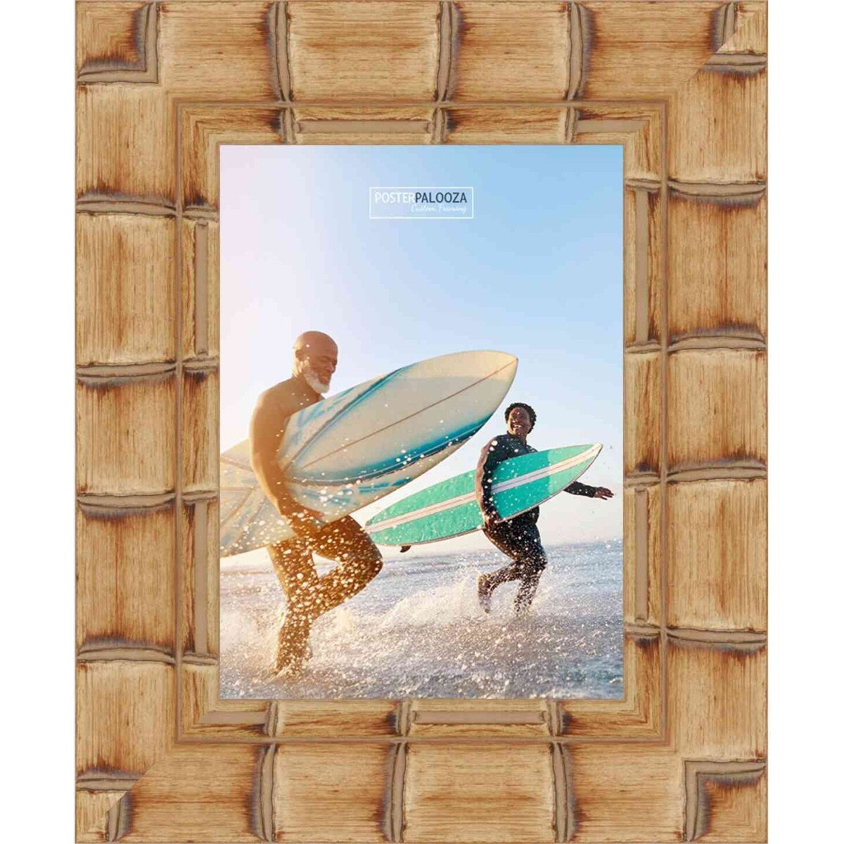 12x8 Bamboo Natural Complete Wood Picture Frame with UV Acrylic, Foam Board Backing, & Hardware