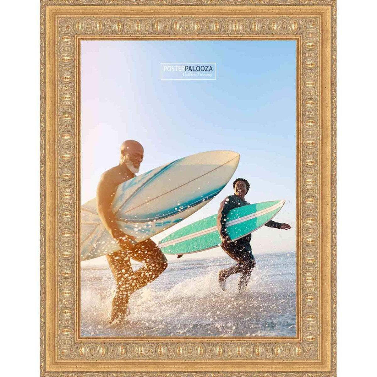 12x9 Traditional Gold Complete Wood Picture Frame with UV Acrylic, Foam Board Backing, & Hardware