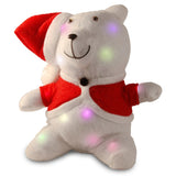 National Tree Company 13 in. Cotton Red Bear with 13 Flashing LED Lights with Battery Box