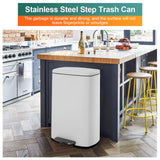 13 Gallon 50 Liter Stainless Steel Step Trash Can with Removable Inner Bucket by Furniture of America