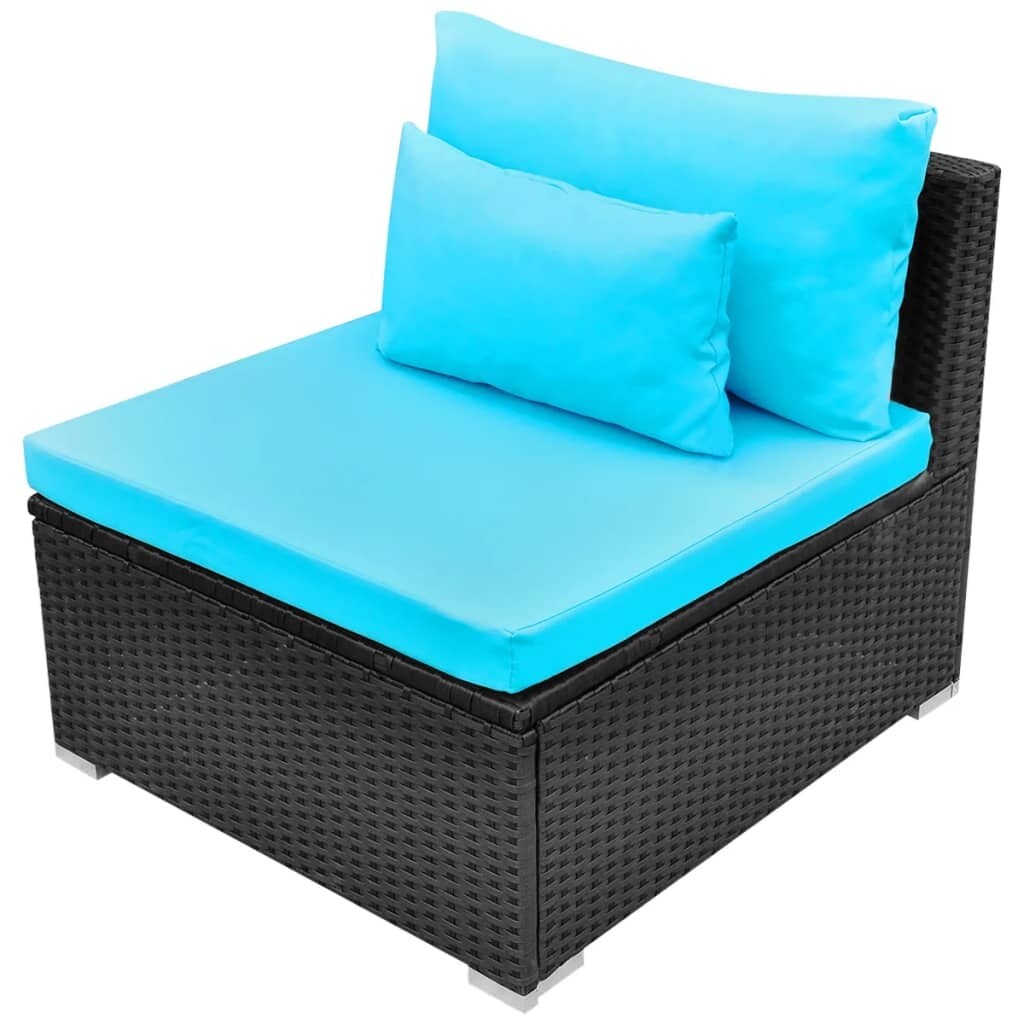 13 Piece Patio Lounge Set with Cushions Poly Rattan Blue