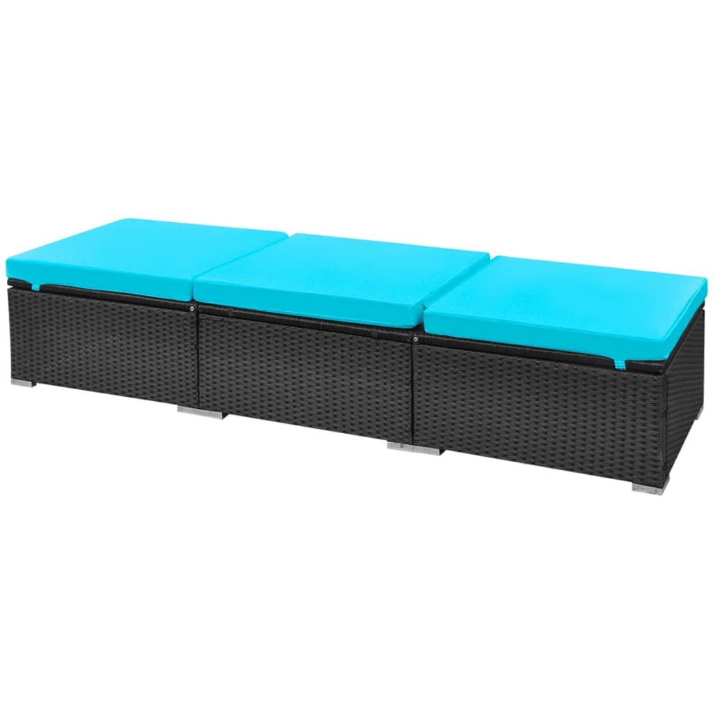 13 Piece Patio Lounge Set with Cushions Poly Rattan Blue