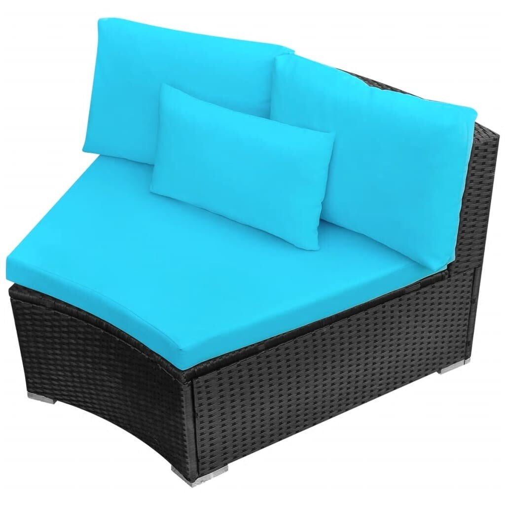 13 Piece Patio Lounge Set with Cushions Poly Rattan Blue