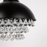 YANSUN 1-Light Crystal Black Metal Dome Industrial Pendant Light Modern Rustic Chandelier for Kitchen Foyer Hallway - 13 in