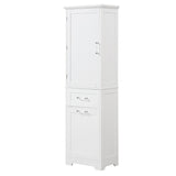 13 in. W x 20 in. D x 68.1 in. H Linen Cabinet with Two Different Size Drawers and Adjustable Shelf