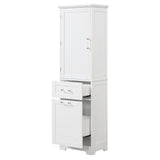 13 in. W x 20 in. D x 68.1 in. H Linen Cabinet with Two Different Size Drawers and Adjustable Shelf